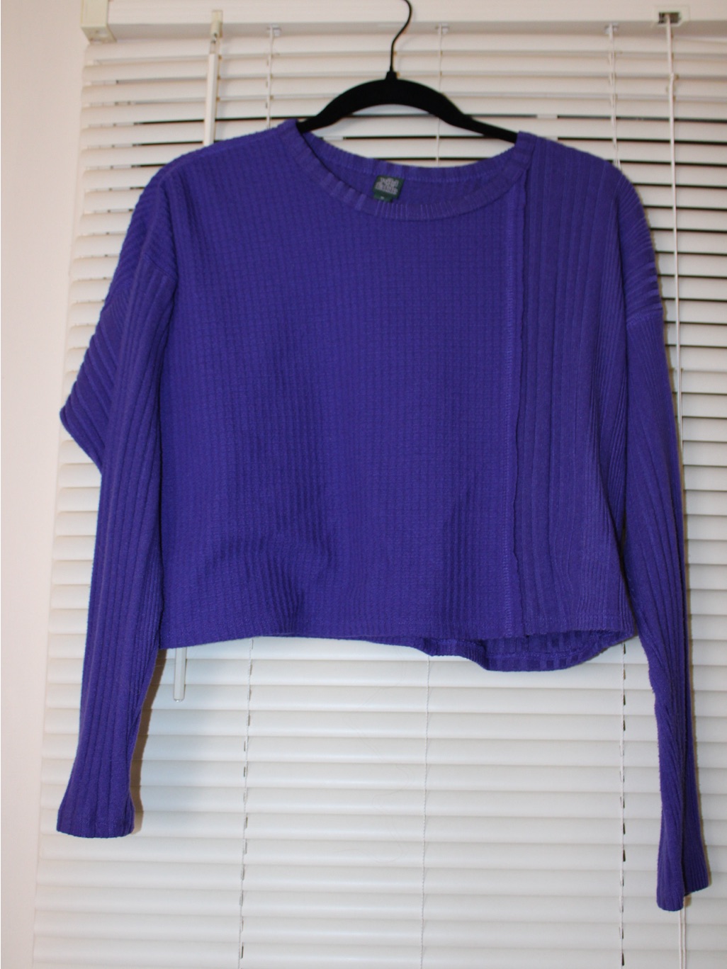 Wild Fable Purple Ribbed Cropped Long-Sleeve Top